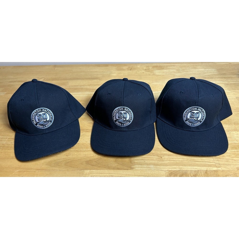 Lot Of 3 Washington Nationals SGA Baseball Hats Anniversary 20 Years 2005 - 2025